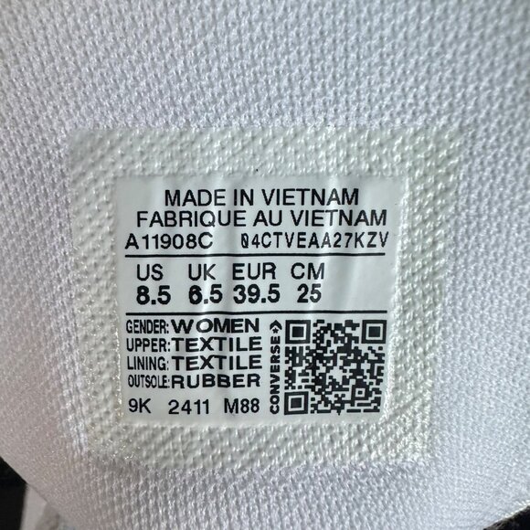 ⭐Converse Chuck Taylor Wedge Platform Sz 8.5 Womens Shoes Sneakers White A11908C - Picture 8 of 8